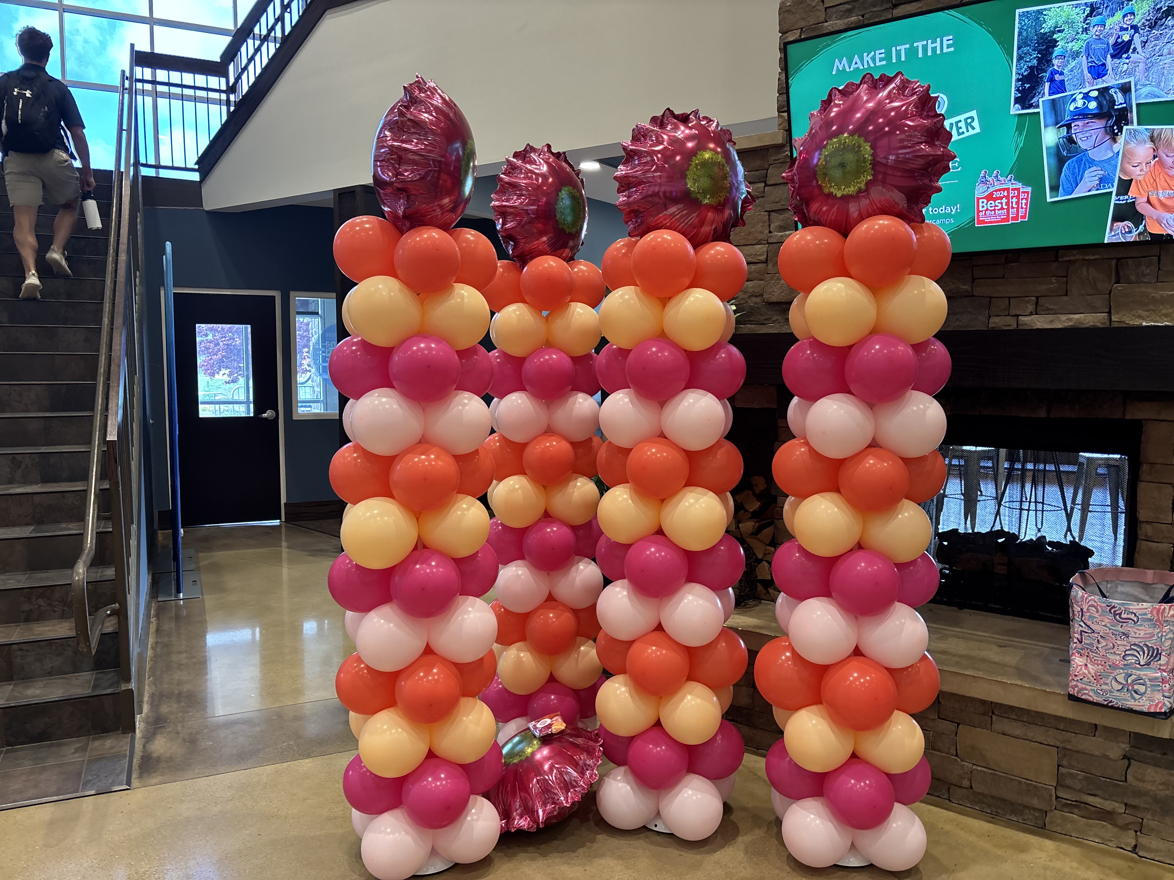 Pink orange balloon columns