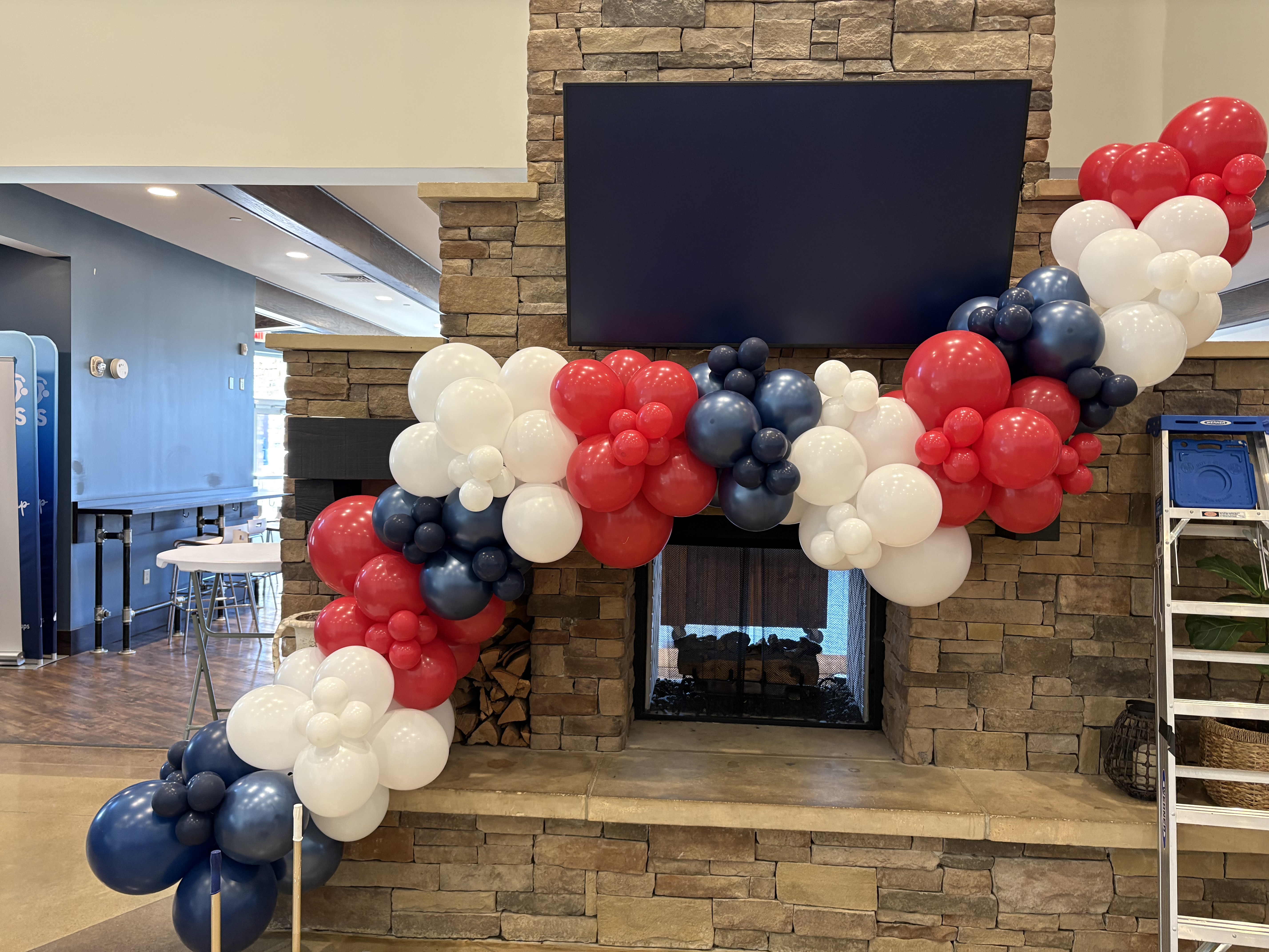 Red white blue balloon garland